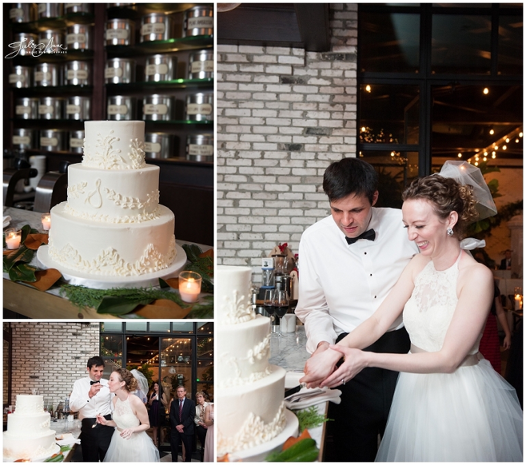 Oxford exchange wedding, tampa, florida, bride and groom cake cutting by julie anne photography