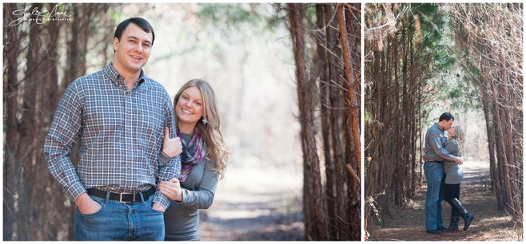 rustic woodland engagement photography session in historic norcross, atlanta wedding photographer julie anne, romantic