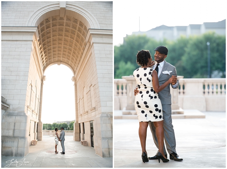 Paris Inspired Engagement Photography Session at Millenium Gate, Julie Anne Atlanta Wedding Photographer, romantic