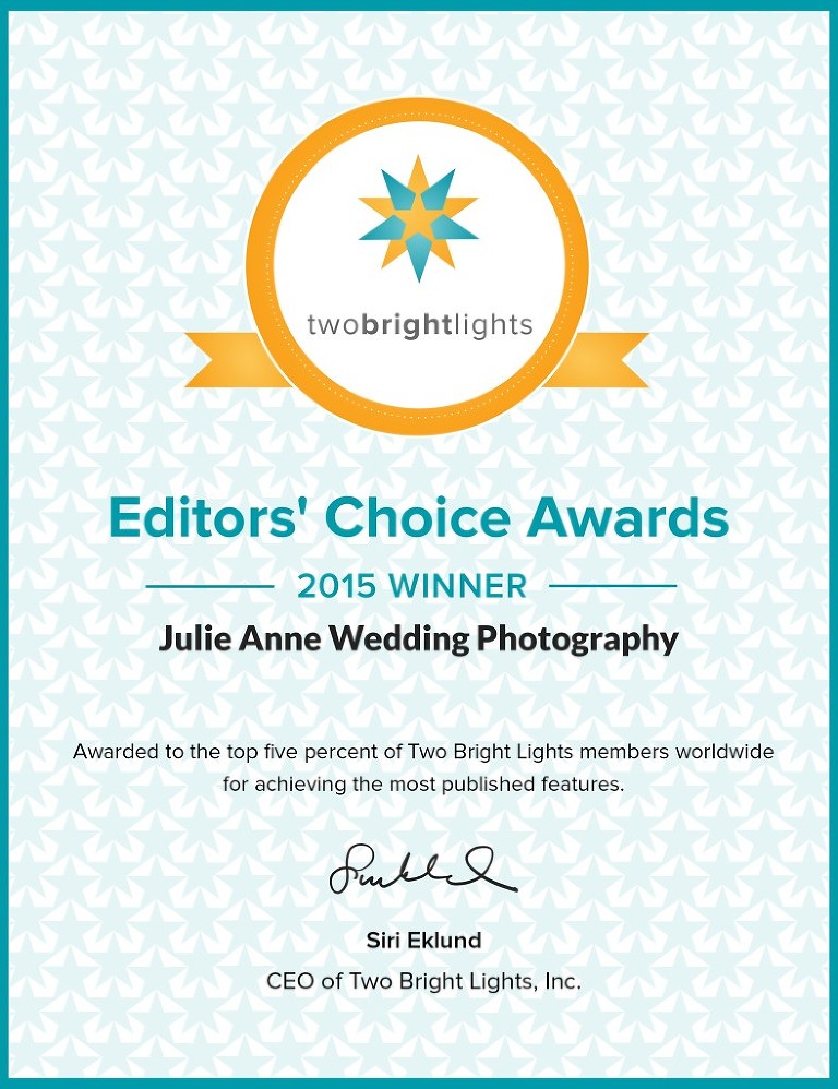 Julie Anne award winning atlanta wedding photographer two bright lights editors' choice 