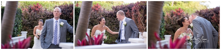 boho chic first look with bride and groom at hyatt key west by julie anne wedding photography